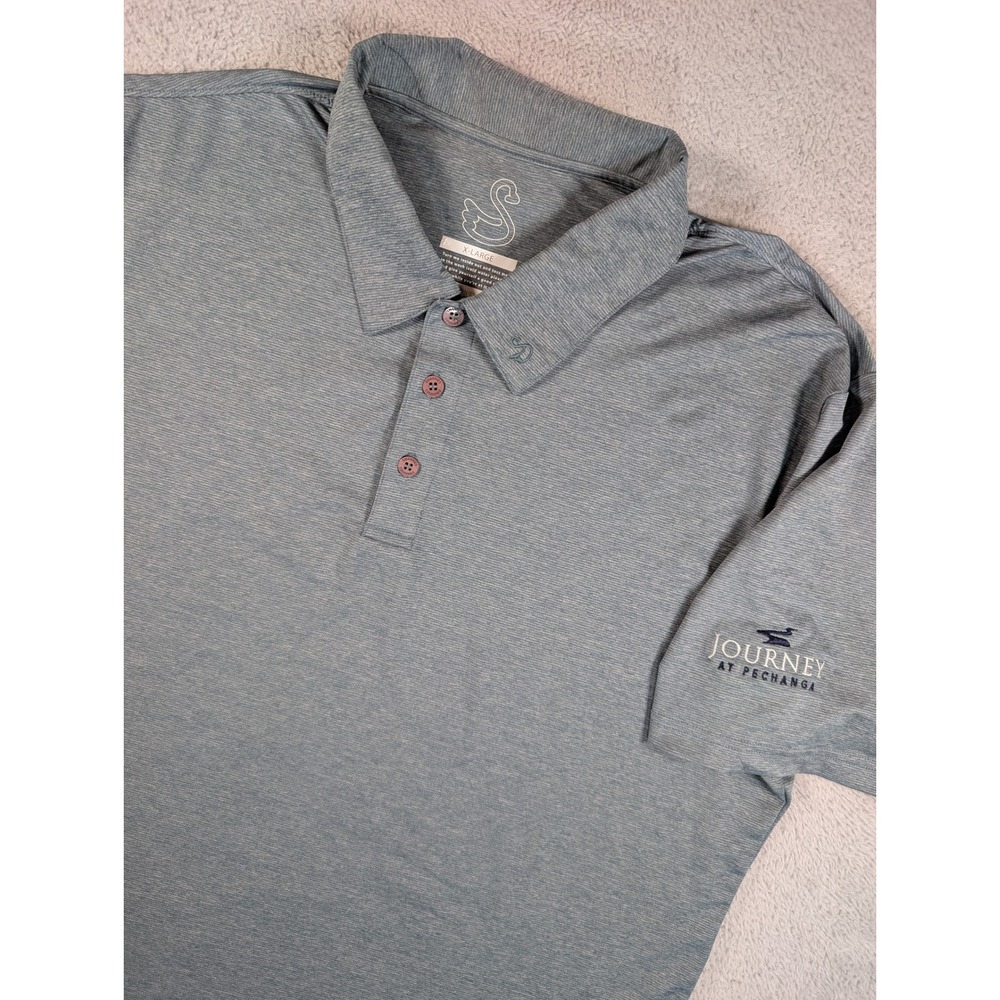 Swannies Mens XL Performance Golf Polo Blue Gray Journey @ Pechanga Short Sleeve